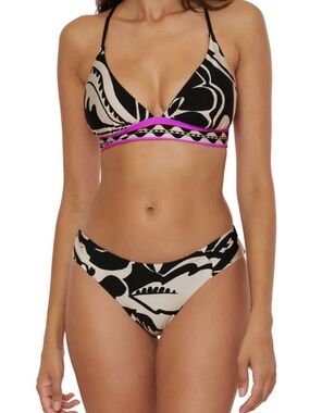 Trina Turk Reversible Bikini Set Black Cream Size 8